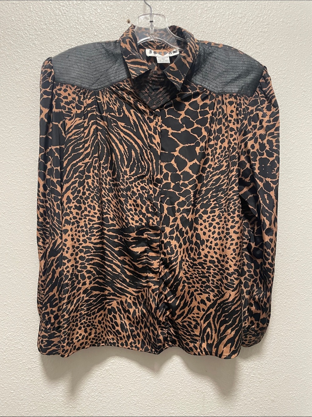 1980's Leopard Print Blouse Vintage Animal Print Size 11/12